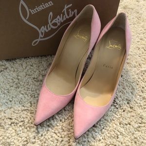 Christian Louboutin “Dolly” pink suede heels